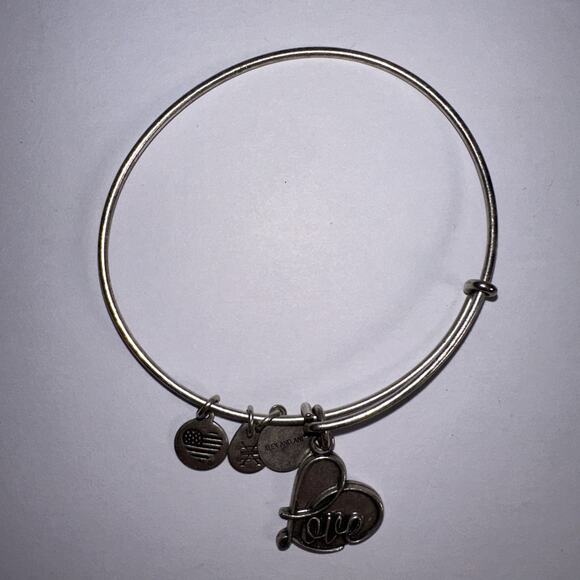 Alex and Ani Love Charm Bangle 2017 Bracelet Rafaelien Silver Tone - Picture 1 of 3